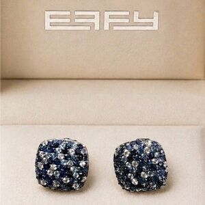 Effy 925 Sterling silver Blue White Sapphire Stud Earrings Gift New